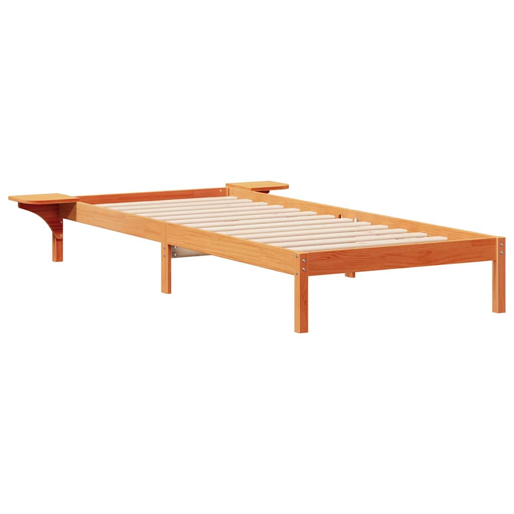 Bettgestell mit Nachttischen Wachsbraun 100 x 220 cm