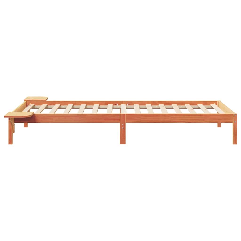 Bettgestell mit Nachttischen Wachsbraun 100 x 220 cm