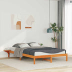 Bettgestell mit Nachttischen Wachsbraun 140 x 220 cm