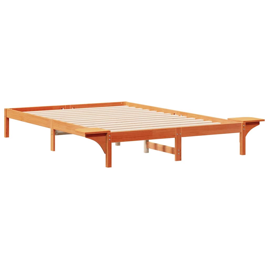 Bettgestell mit Nachttischen Wachsbraun 140 x 220 cm