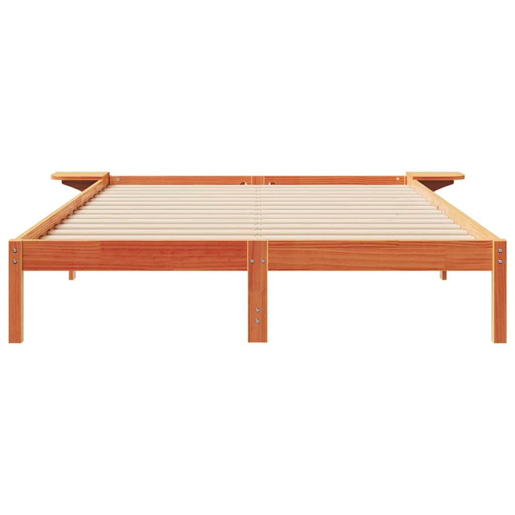 Bettgestell mit Nachttischen Wachsbraun 140 x 220 cm
