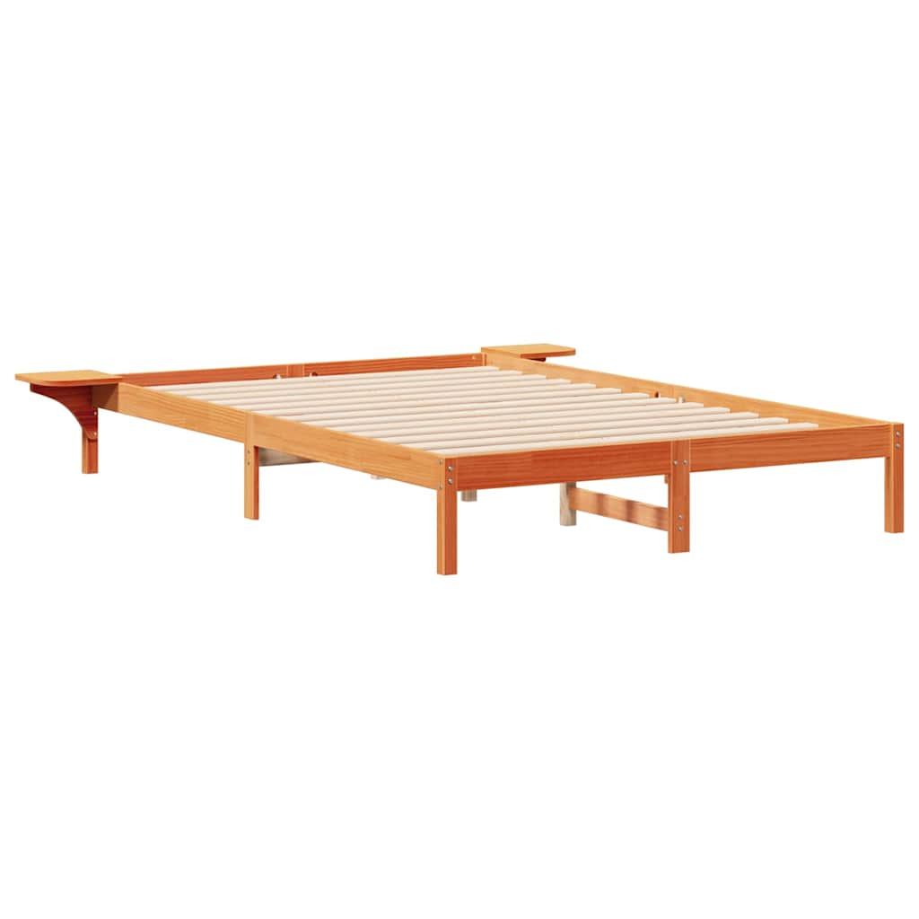 Bettgestell mit Nachttischen Wachsbraun 160 x 220 cm