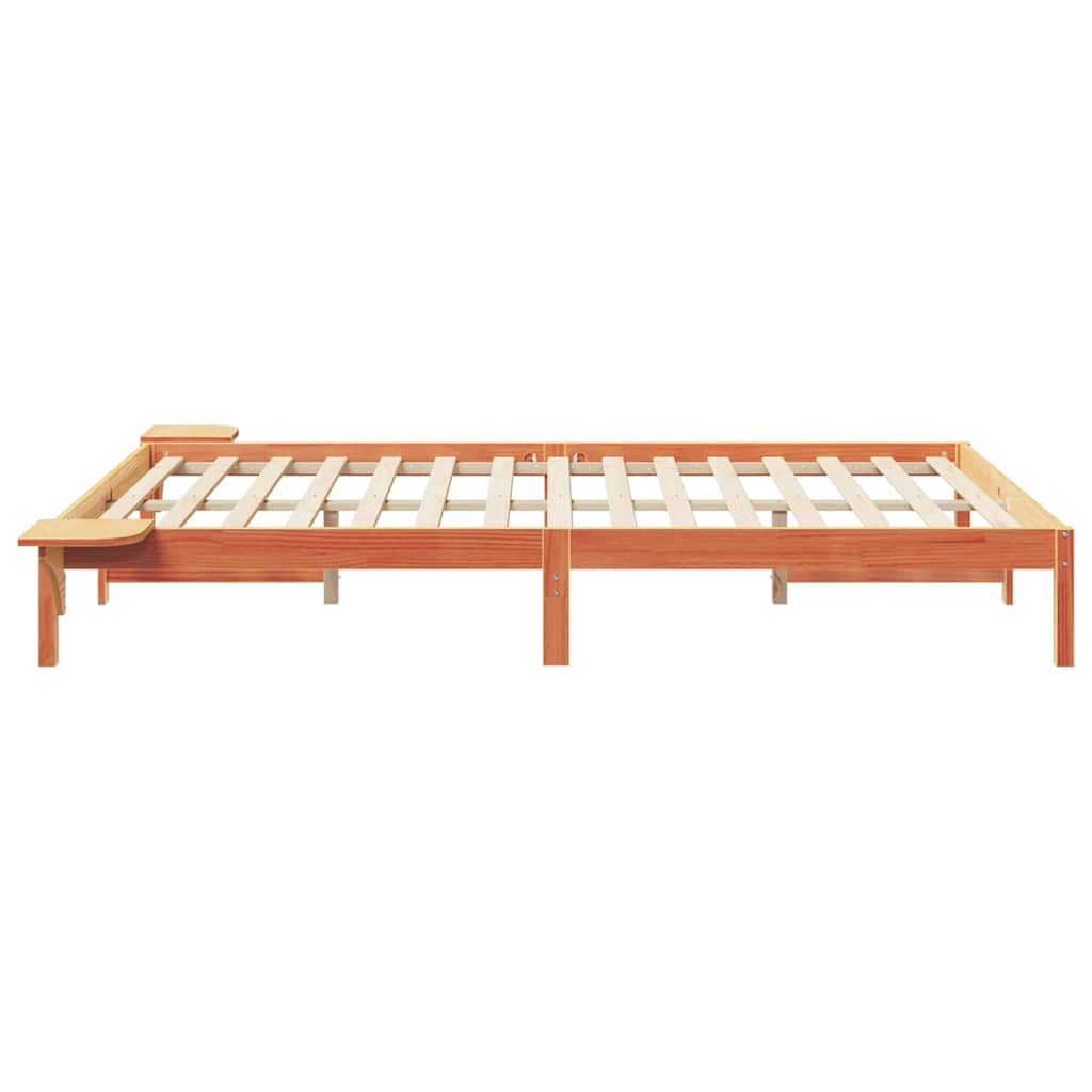 Bettgestell mit Nachttischen Wachsbraun 160 x 220 cm