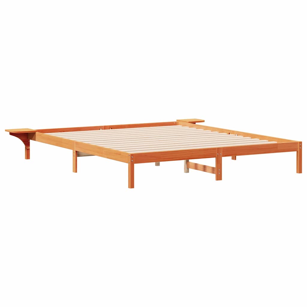 Bettgestell mit Nachttischen Wachsbraun 180 x 220 cm