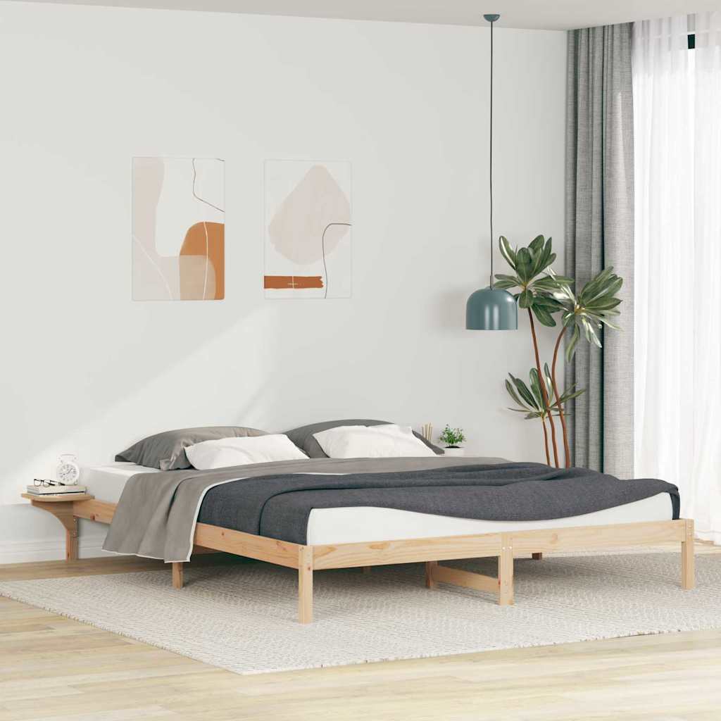 Bettgestell mit Nachttischen Natur 200 x 220 cm