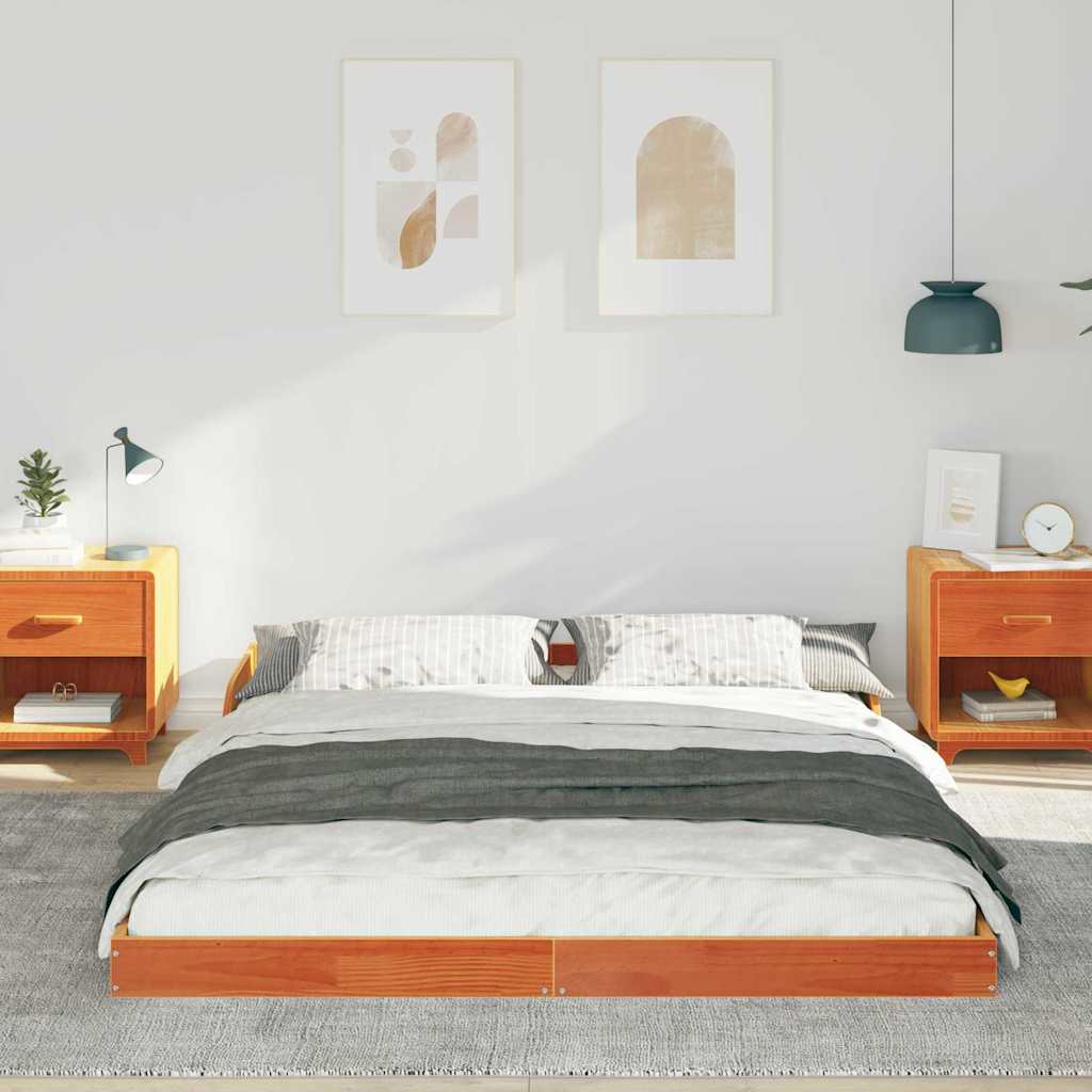Bettrahmen Wachsbraun 140 x 200 cm Massives Kiefernholz