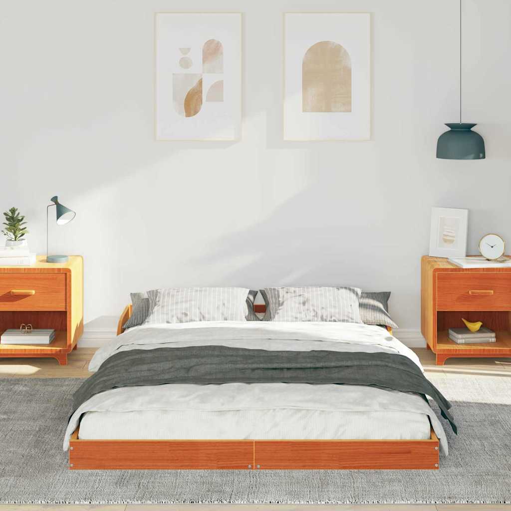Bettrahmen Wachsbraun 120 x 190 cm Massives Kiefernholz