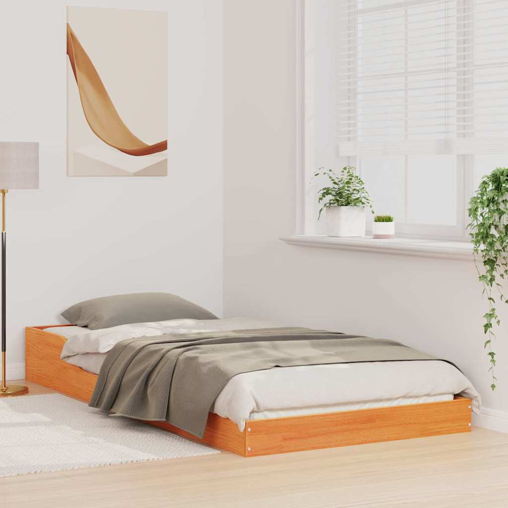Bettrahmen Wachsbraun 75 x 190 cm Massives Kiefernholz