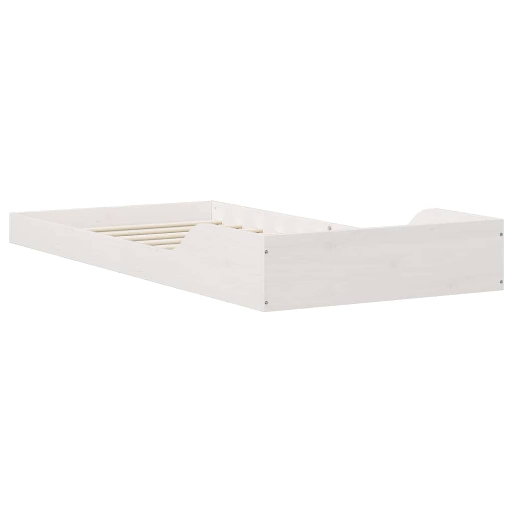 Bettrahmen Weiß 100 x 210 cm Massives Kiefernholz