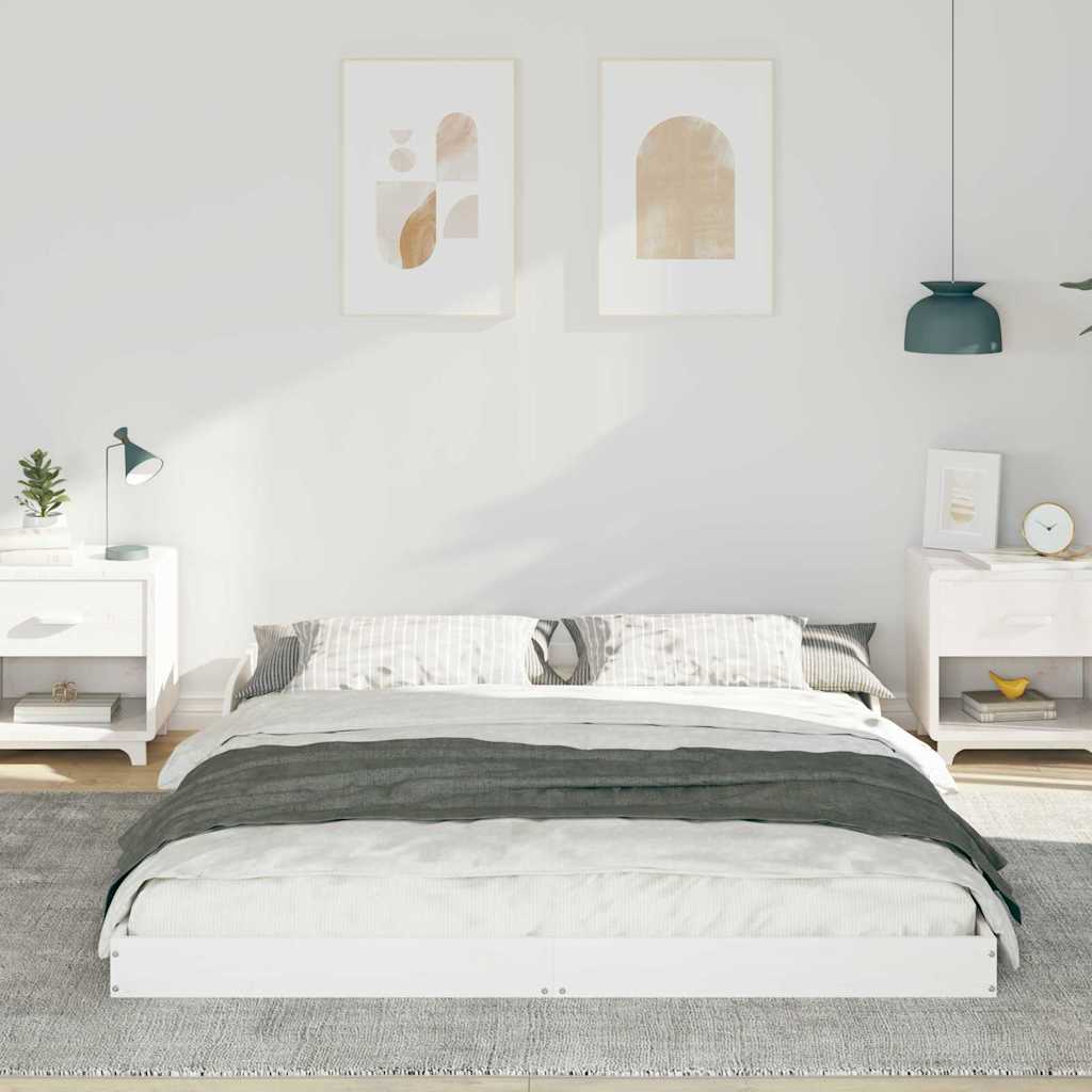 Bettrahmen Weiß 160 x 210 cm Massives Kiefernholz