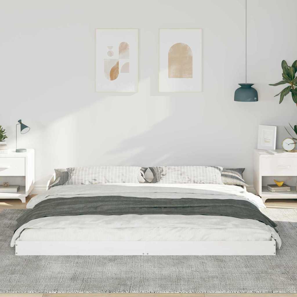 Bettrahmen Weiß 200 x 210 cm Massives Kiefernholz