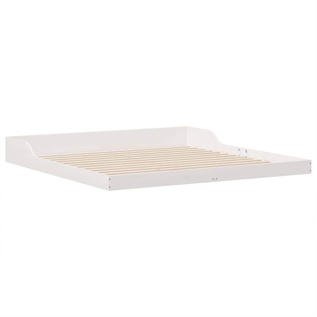 Bettrahmen Weiß 200 x 220 cm Massives Kiefernholz