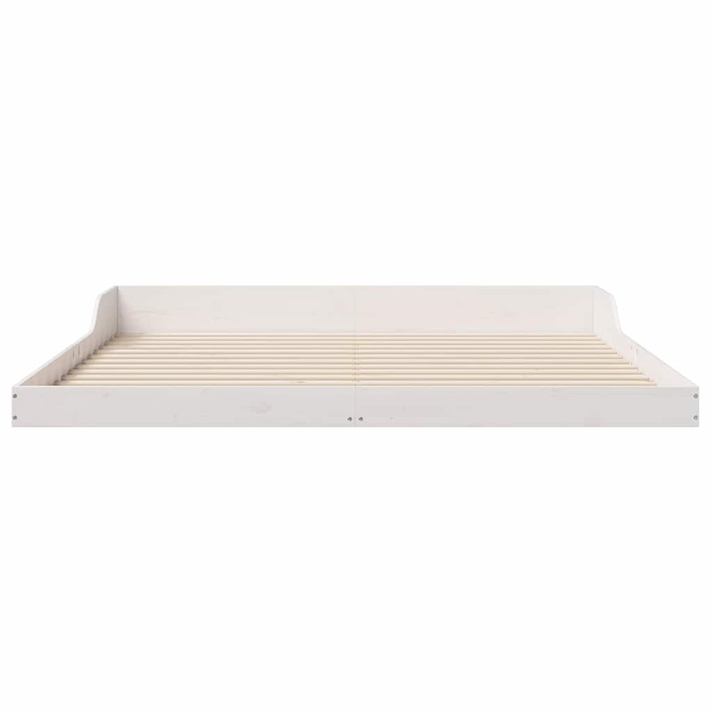 Bettrahmen Weiß 200 x 220 cm Massives Kiefernholz
