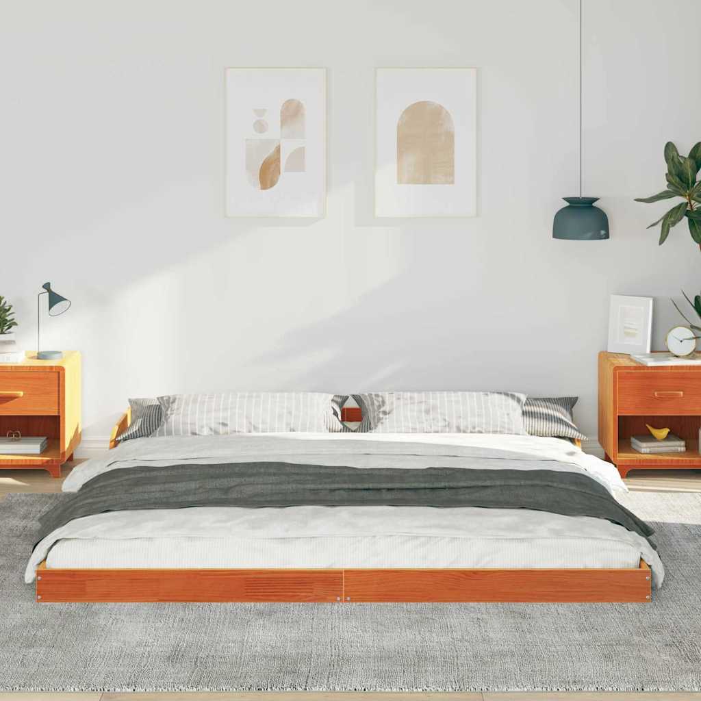 Bettrahmen Wachsbraun 200 x 220 cm Massives Kiefernholz