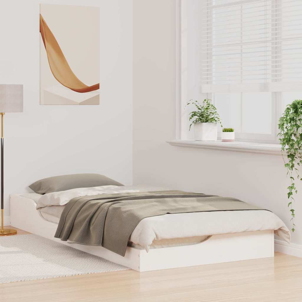 Bettrahmen Weiß 90 x 200 cm Massives Kiefernholz