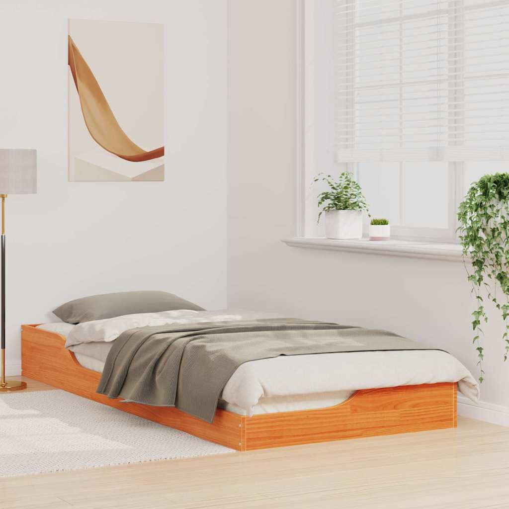 Bettrahmen Wachsbraun 90 x 210 cm Massives Kiefernholz