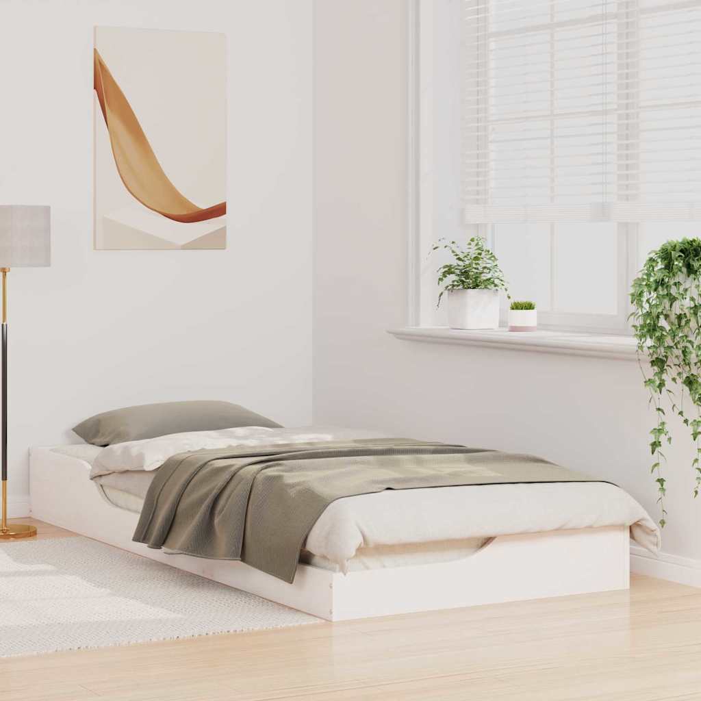 Bettrahmen Weiß 100 x 210 cm Massives Kiefernholz