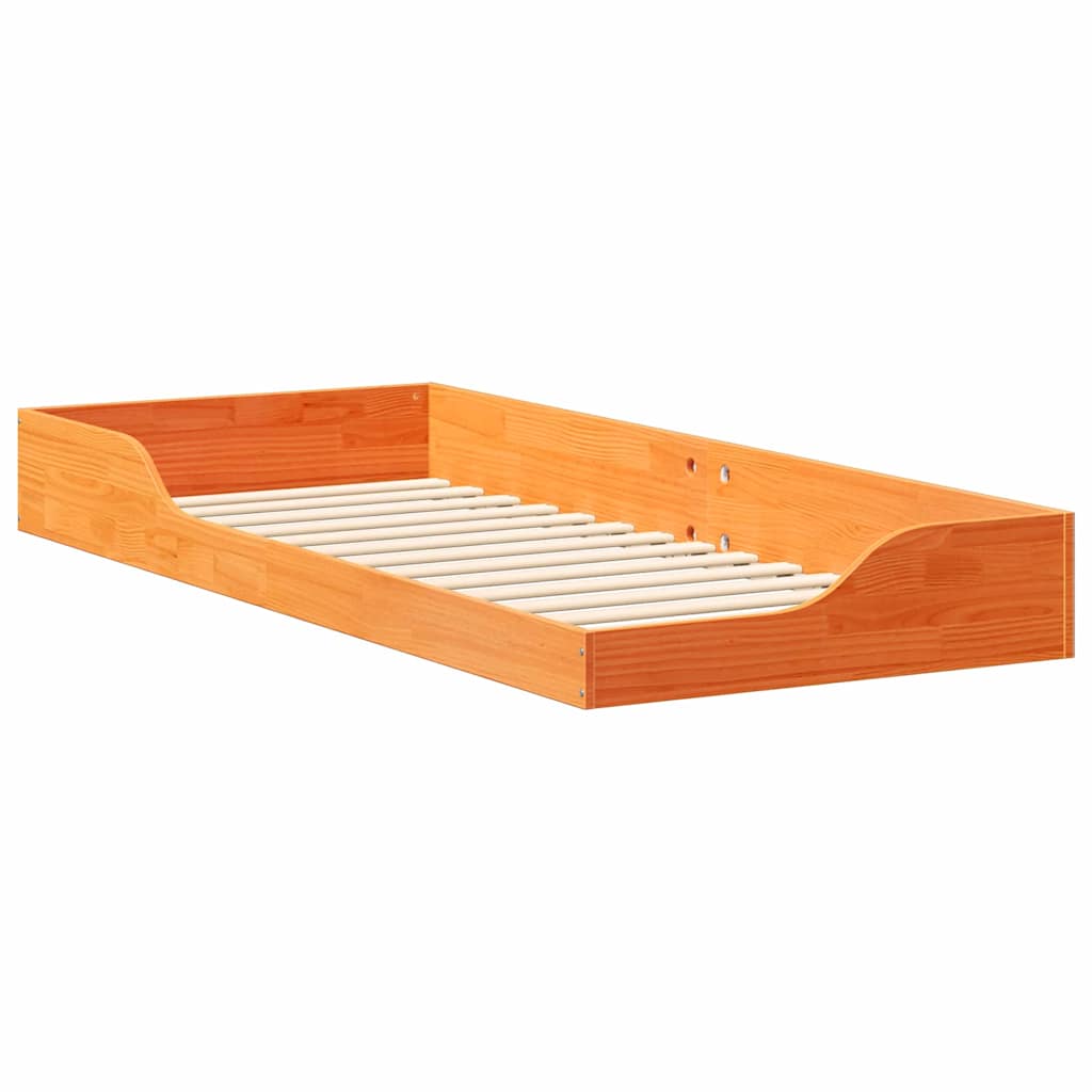 Bettrahmen Wachsbraun 90 x 220 cm Massives Kiefernholz