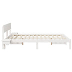 Bettrahmen mit Kopfteil Weiß 150 x 200 cm Massives Kiefernholz