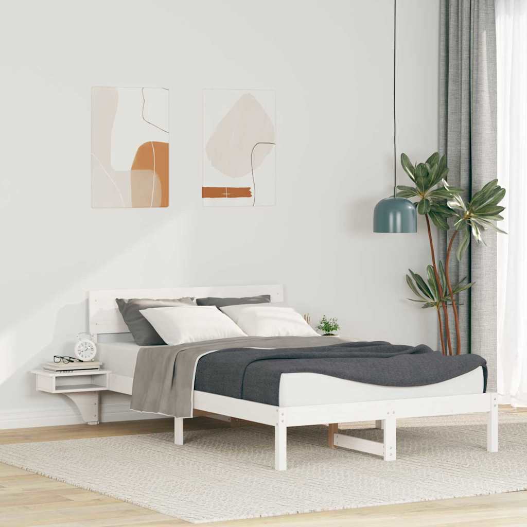 Bettrahmen mit Kopfteil Weiß 140 x 200 cm Massives Kiefernholz