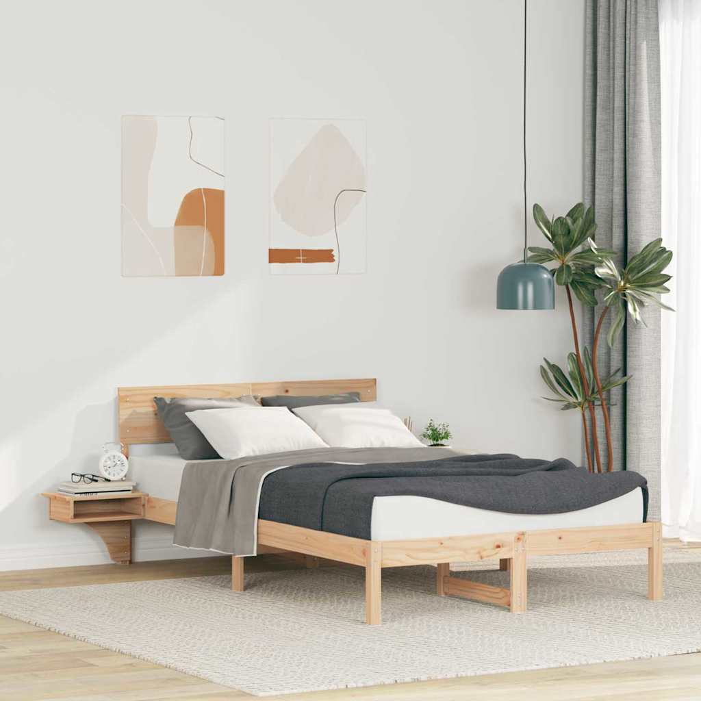 Bettrahmen mit Kopfteil Braun 120 x 200 cm Massives Kiefernholz