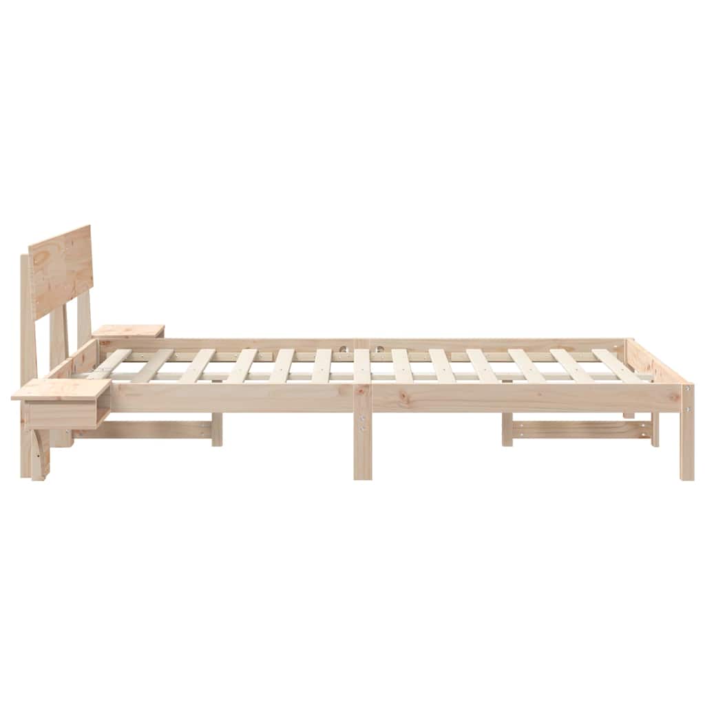 Bettrahmen mit Kopfteil Braun 140 x 190 cm Massives Kiefernholz