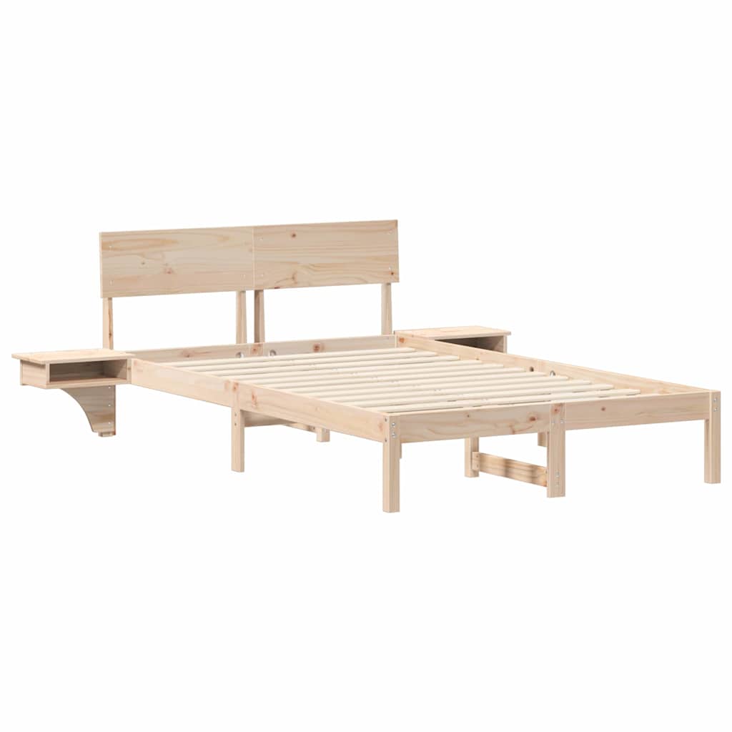Bettrahmen mit Kopfteil Braun 135 x 190 cm Massives Kiefernholz