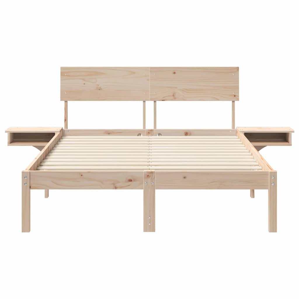Bettrahmen mit Kopfteil Braun 120 x 190 cm Massives Kiefernholz