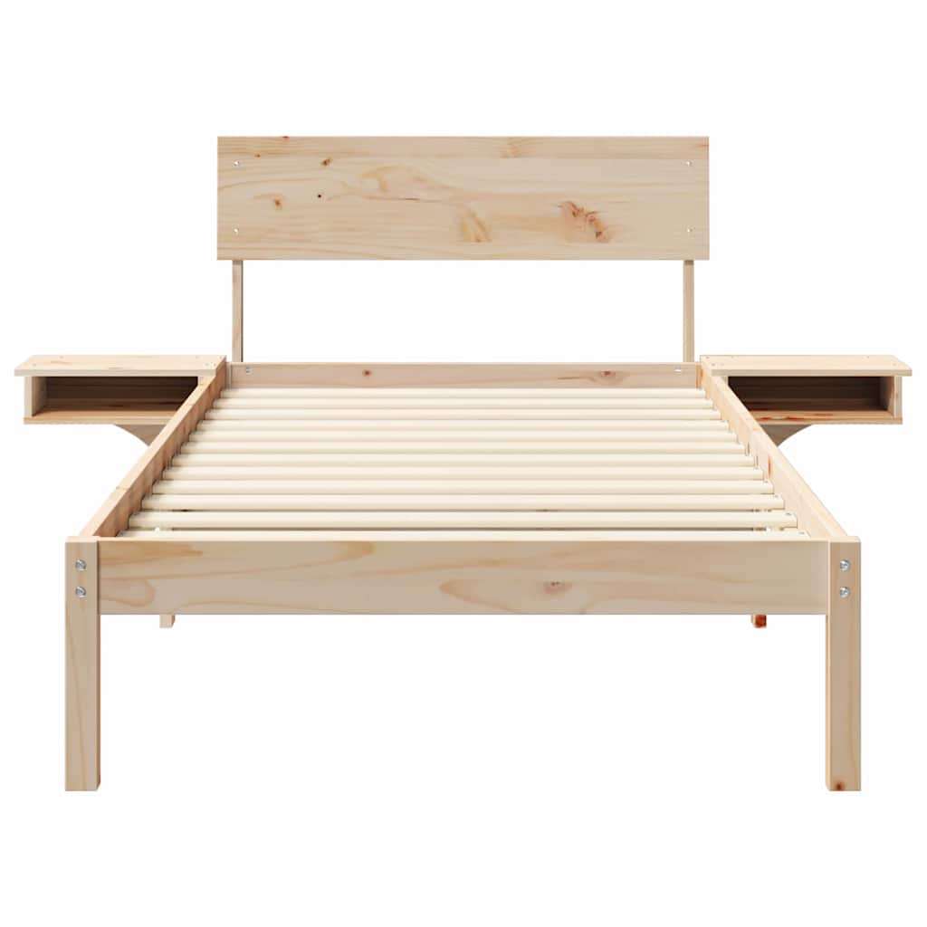 Bettrahmen mit Kopfteil Braun 90 x 200 cm Massives Kiefernholz