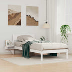 Bettrahmen mit Kopfteil Weiß 90 x 200 cm Massives Kiefernholz