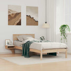 Bettrahmen mit Kopfteil Braun 90 x 190 cm Massives Kiefernholz