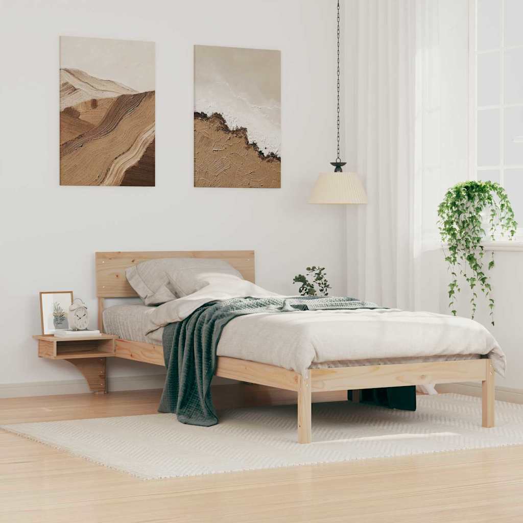 Bettrahmen mit Kopfteil Braun 90 x 190 cm Massives Kiefernholz