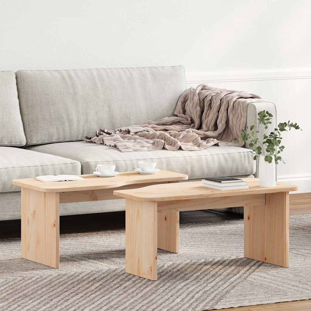 Couchtisch 2 pcs Natur Massivholz Kiefer