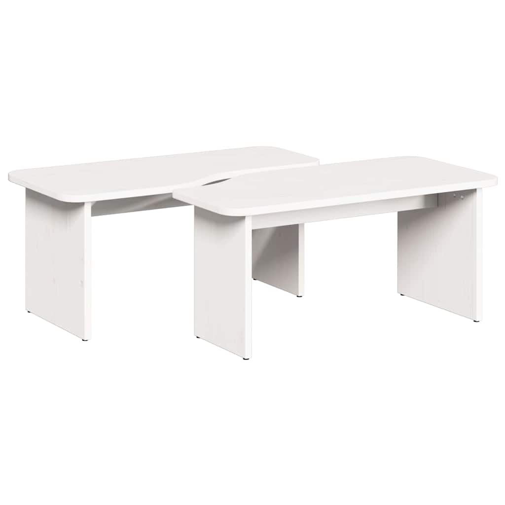 Couchtisch 2 pcs Weiß Massivholz Kiefer