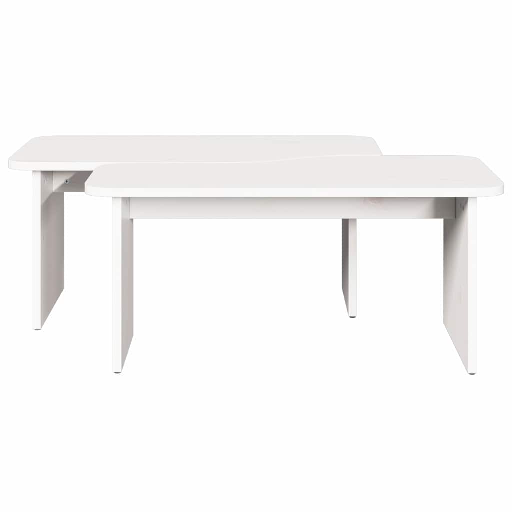 Couchtisch 2 pcs Weiß Massivholz Kiefer