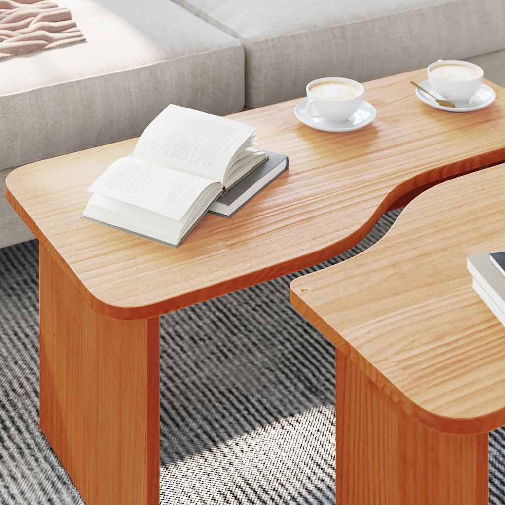 Couchtisch 2 pcs Wachsbraun Massivholz Kiefer