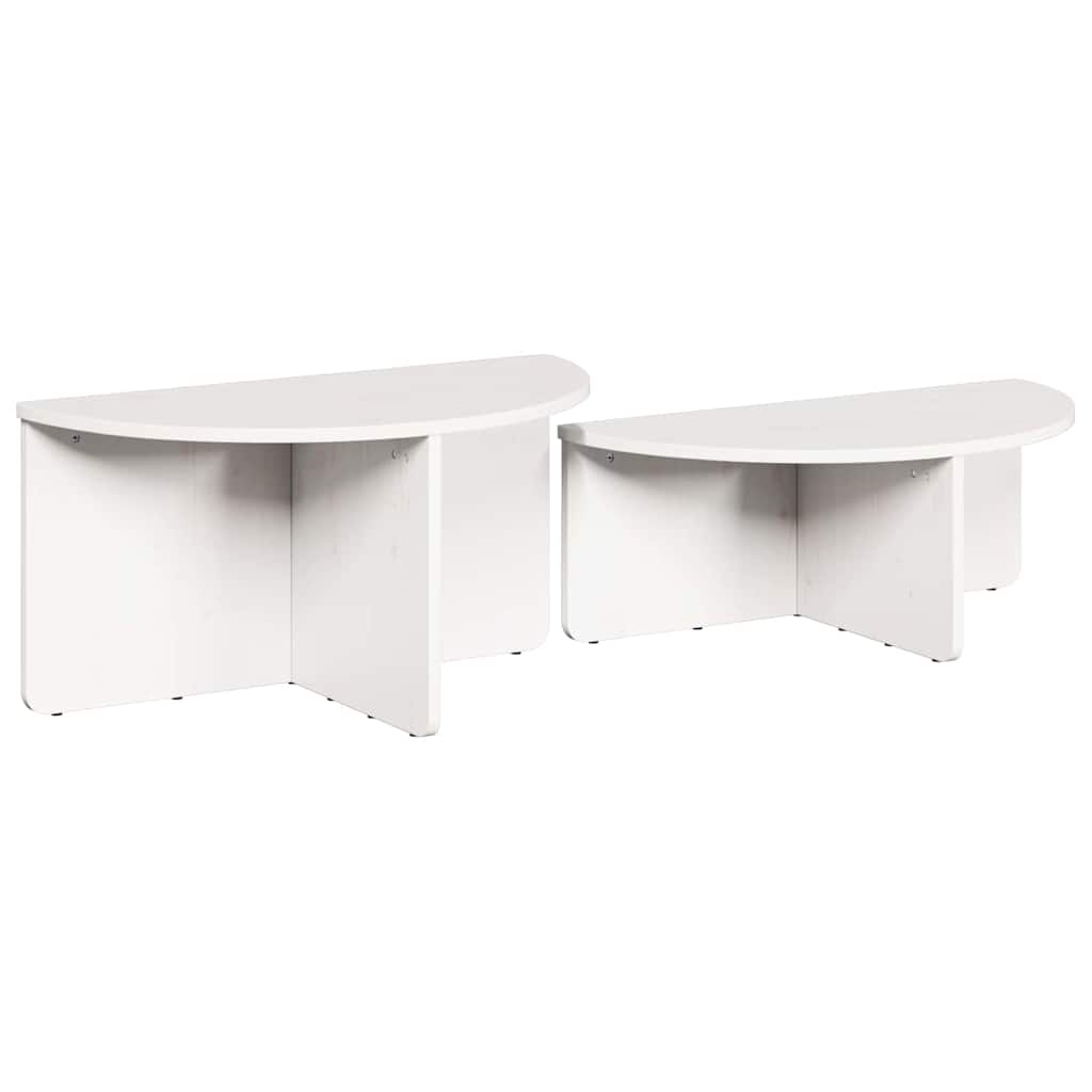 Couchtisch 2 pcs Weiß Massivholz Kiefer