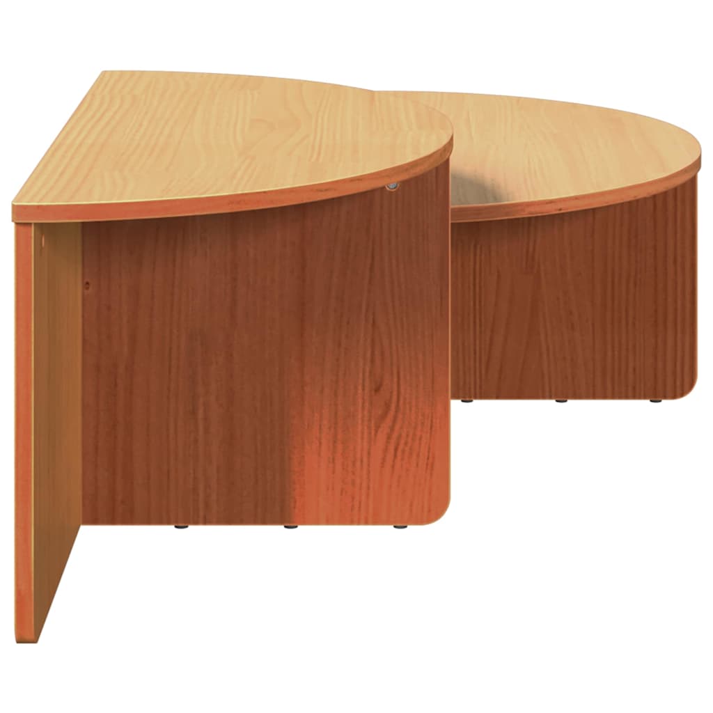 Couchtisch 2 pcs Wachsbraun Massivholz Kiefer