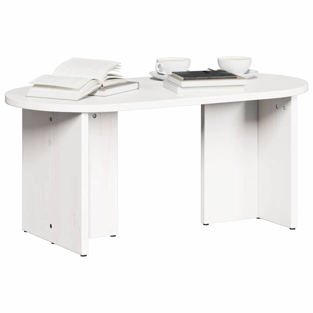 Couchtisch Weiß 80 x 39,5 x 35 cm Massivholz Kiefer