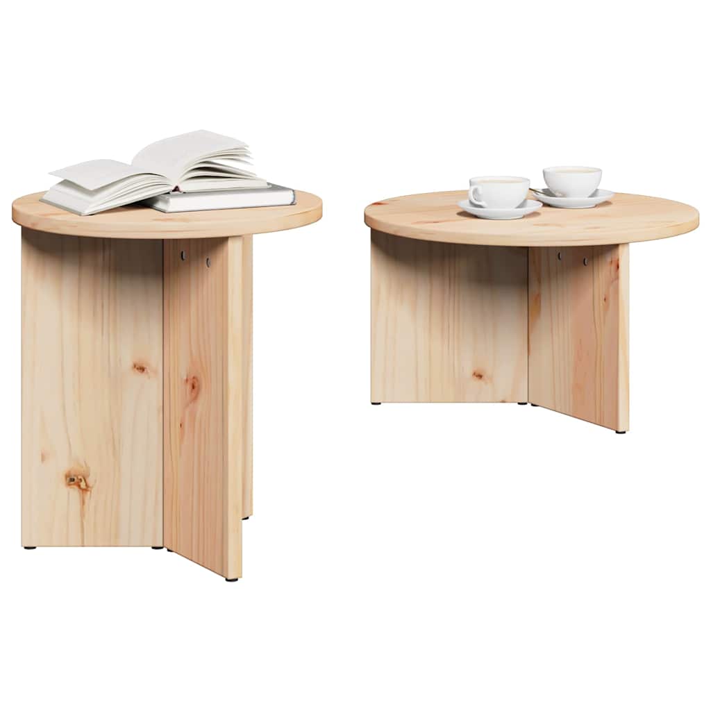 Couchtisch 2 pcs Natur Massivholz Kiefer