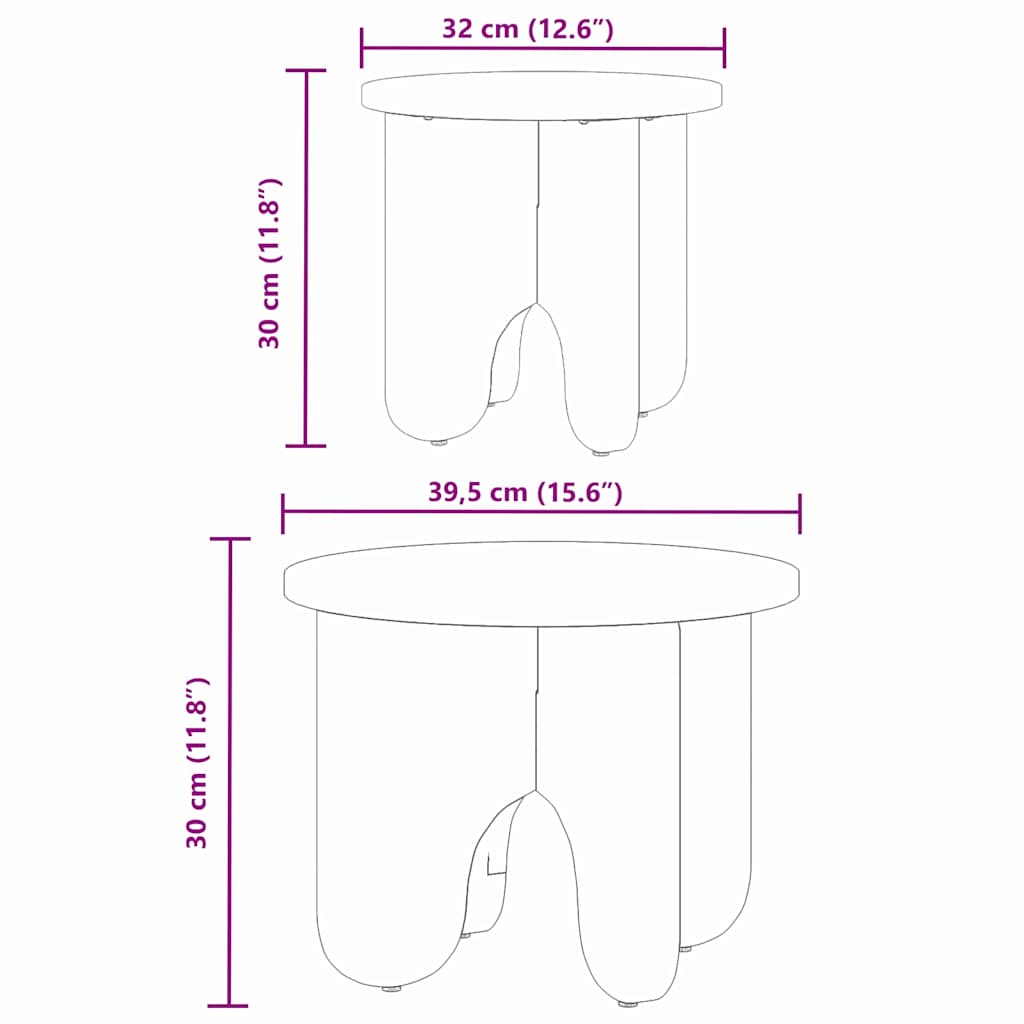 Couchtisch 2 pcs Weiß Massivholz Kiefer