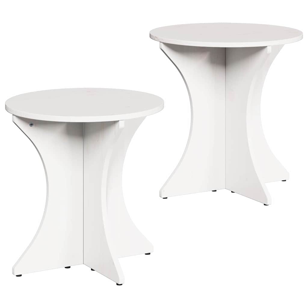 Couchtisch 2 pcs Weiß Massivholz Kiefer