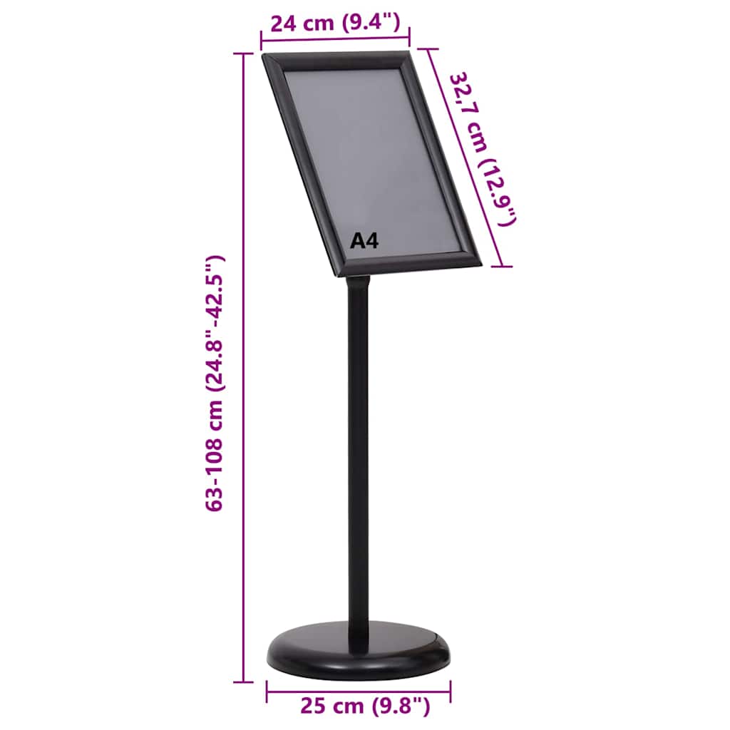 Plakatständer 2 pcs Schwarz 32,7 x 24 x 108 cm Aluminium