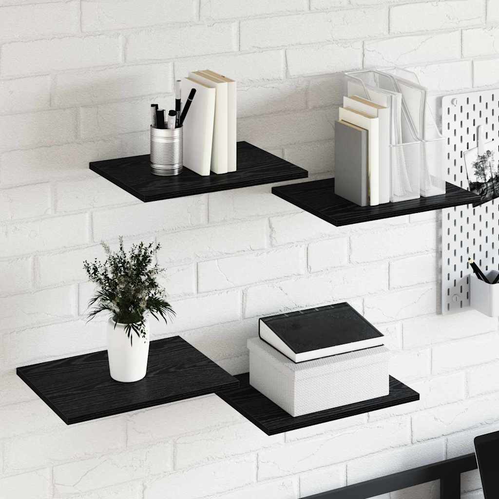 Regalbrett 4 pcs Schwarz 40 x 30 x 1,5 cm Holzwerkstoff
