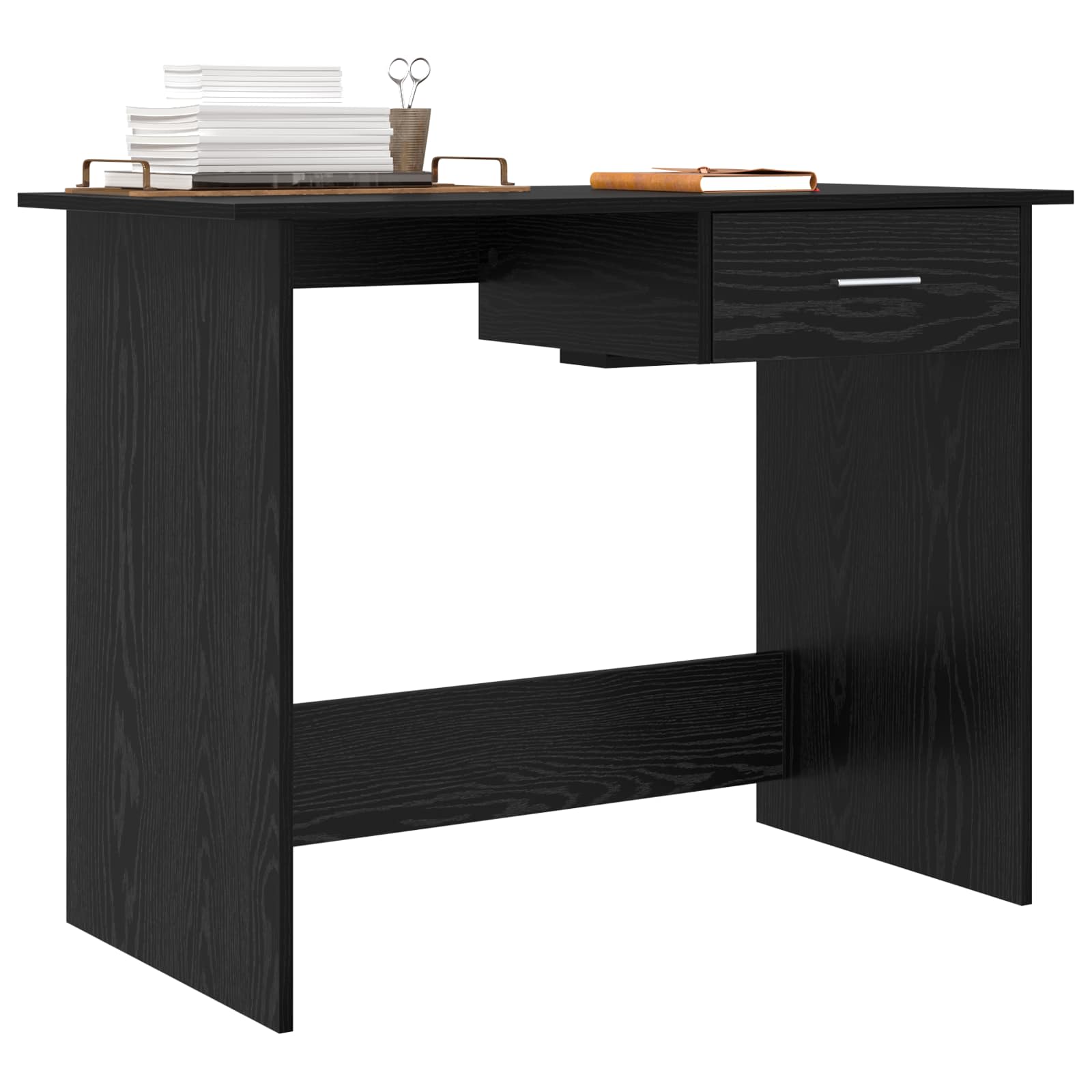 Schreibtisch mit Speicher Schwarz Eichen-Optik 100 x 50 x 76 cm