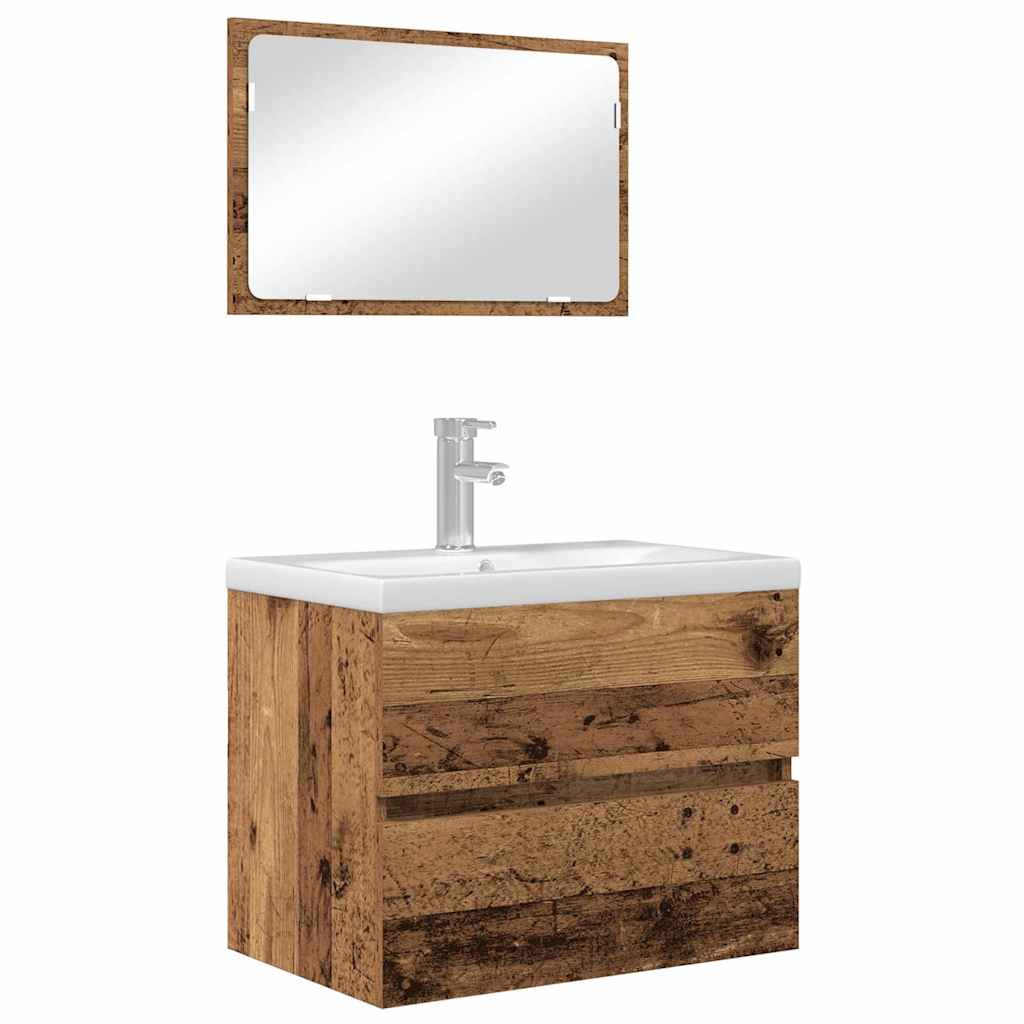 Badezimmermöbel-Set 2 pcs Altholz Sperrholz und Metall