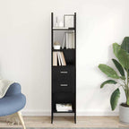 Bücherregal Schwarz Eichen-Optik 40 x 35 x 180 cm Holzwerkstoff