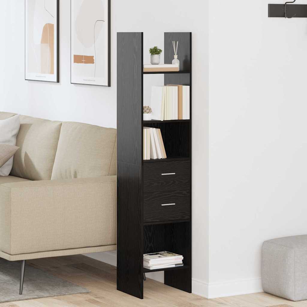 Bücherregal Schwarz Eichen-Optik 40 x 35 x 180 cm Holzwerkstoff