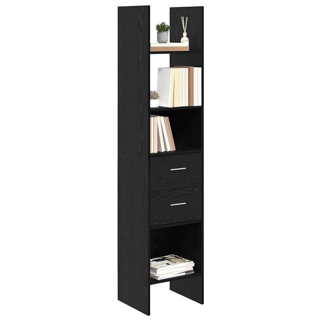 Bücherregal Schwarz Eichen-Optik 40 x 35 x 180 cm Holzwerkstoff
