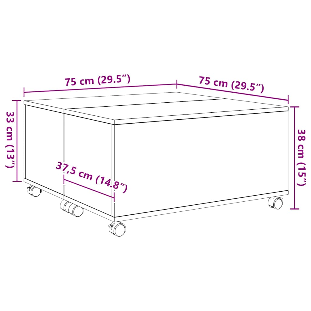 Couchtisch mit Schubladen Altholz 75 x 75 x 38 cm Holzwerkstoff